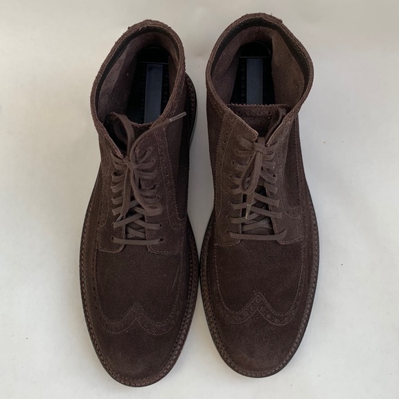 Cole Haan Men’s Wingtip Brown Suede Brogue Boots - Picture 3 of 6